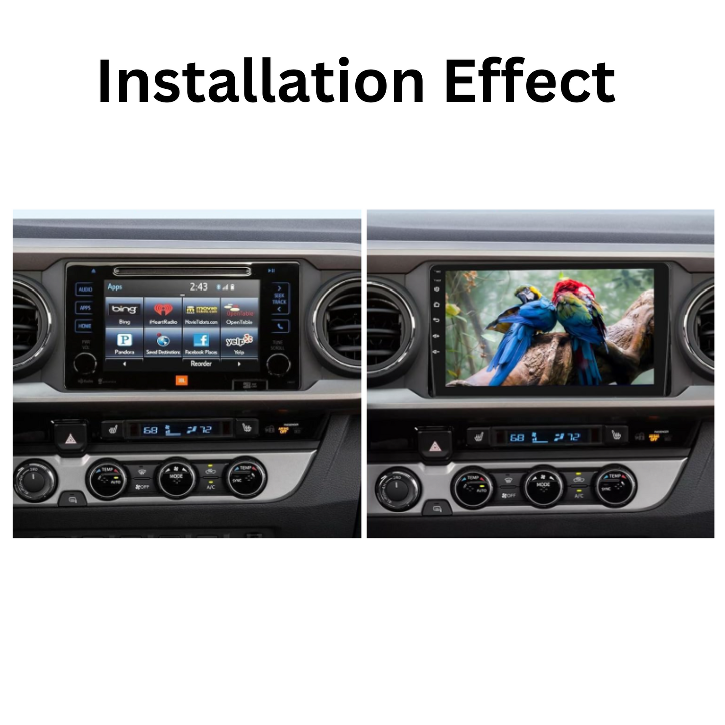 JAMABRI 9 Inch Android 14 Car Stereo Touch Screen Double Din Car Radio for Toyota Tacoma with Carplay & Android Auto, WiFi Bluetooth GPS Navigation FM Radio Support Mirror Link for Android/iOS Phone, with 12 Led Lights HD Rear View Camera 2016 to 2022