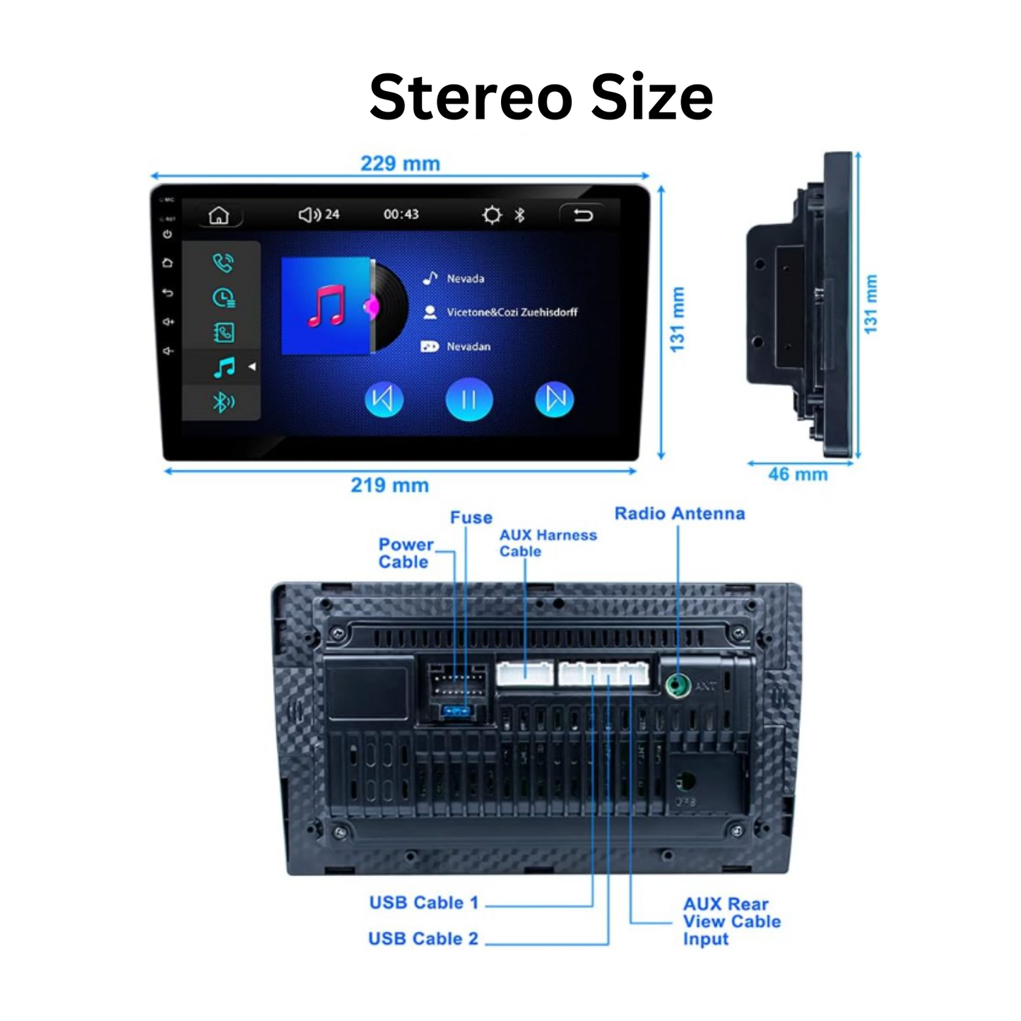 JAMABRI 9 Inch Android 14 Car Stereo Touch Screen Double Din Car Radio for Toyota Tacoma with Carplay & Android Auto, WiFi Bluetooth GPS Navigation FM Radio Support Mirror Link for Android/iOS Phone, with 12 Led Lights HD Rear View Camera 2016 to 2022