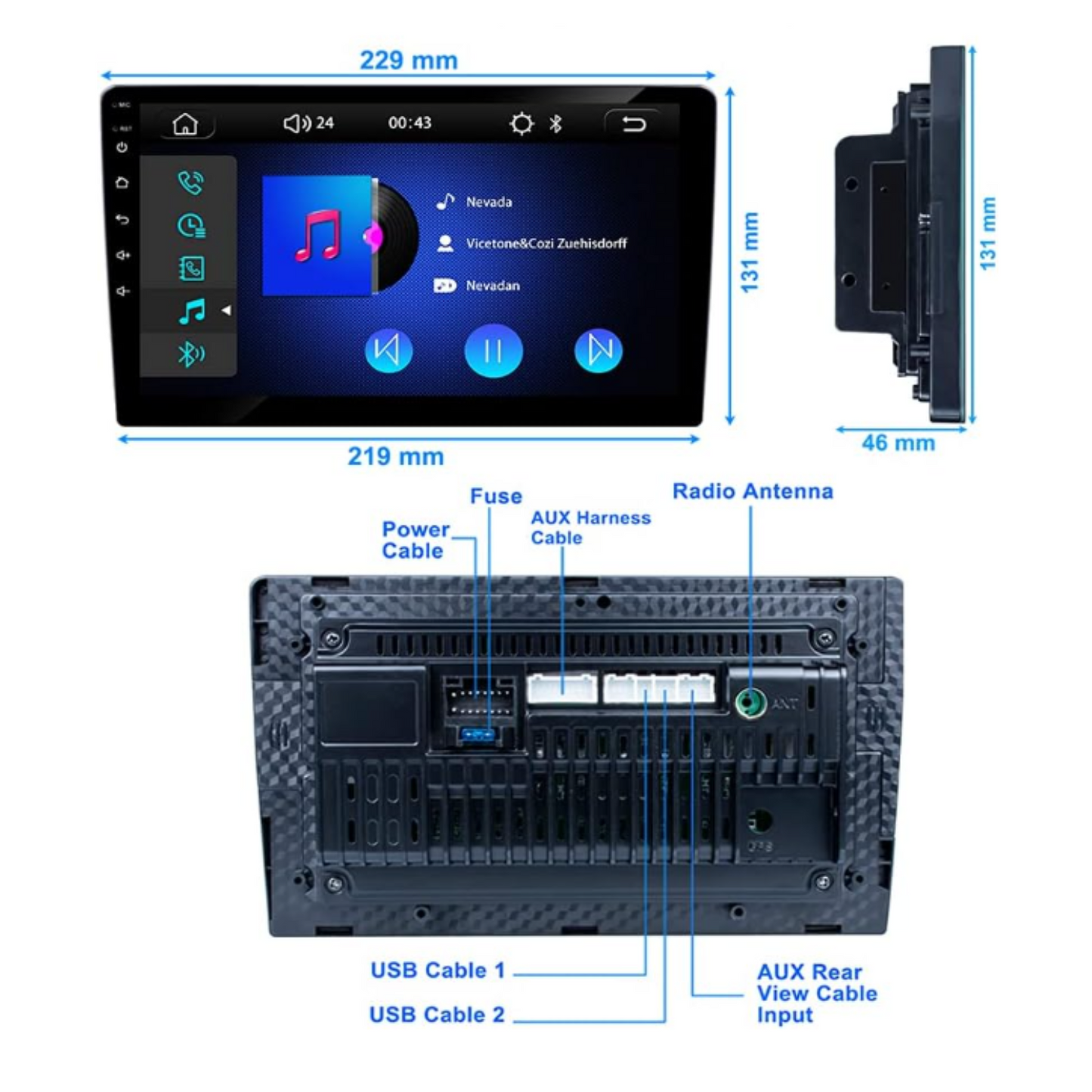 JAMABRI 9 Inch Android Car Stereo Touch Screen Double Din Car Radio for Ford Raptor 2009 to 2014 with Carplay & Android Auto, WiFi Bluetooth GPS Navigation FM Radio Support Mirror Link for Android/iOS Phone, with 12 Led Lights HD Rear View Camera