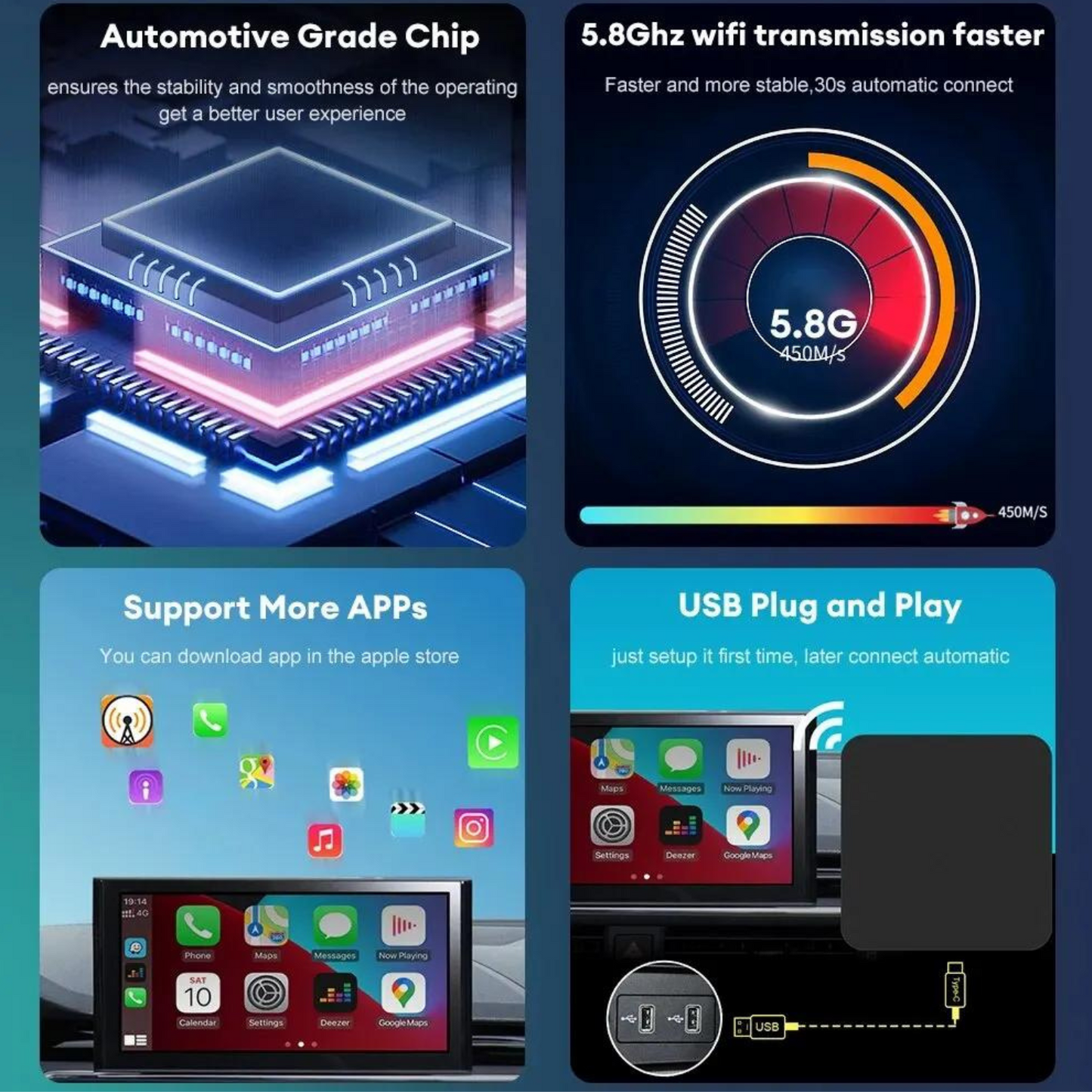 Mini Carplay and Auto Box Dongle Wired To Wireless for Vehicles