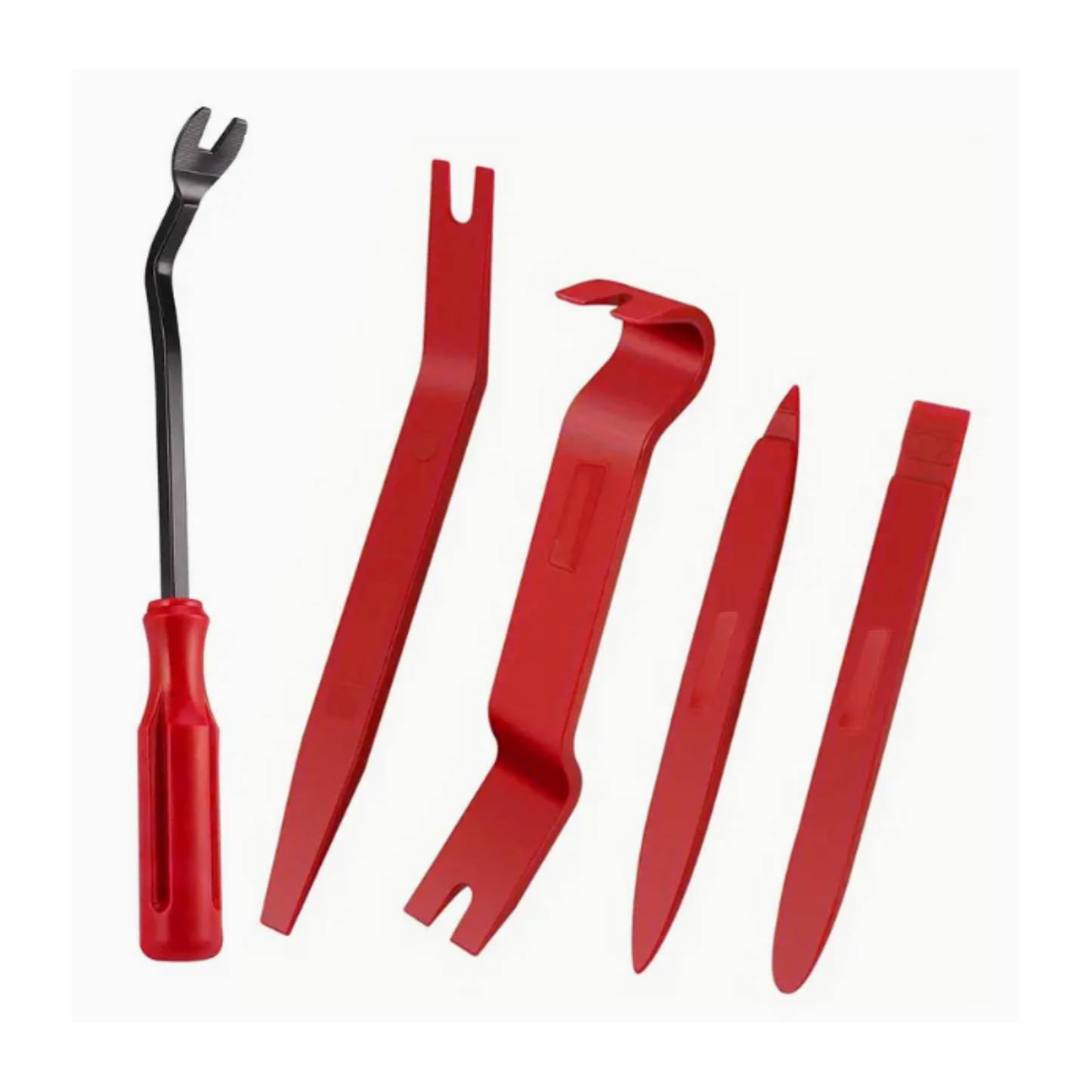 5 PCS Nylon Auto Trim Removal Tool Kit No-Scratch Removal Tool Kit for Car Panel & Audio. Free Tool kit bag and 4 cover valves. Dashboard Dismantle Red